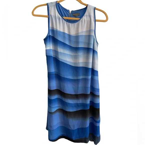 vince camuto chiffon shift dress Vince Camuto Womens Chiffon Balloon Sleeves Shift Dress Navy 2 at Amazon Women's Clothing store